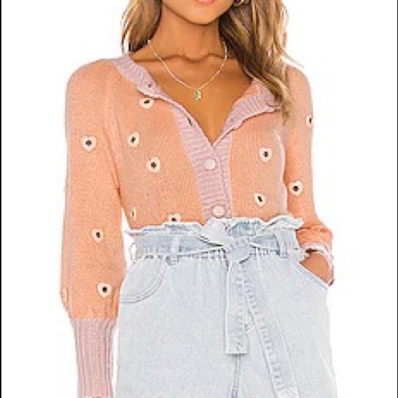 For Love & Lemon cropped Lovejoy cropped cardigan in peach - Picture 1 of 4